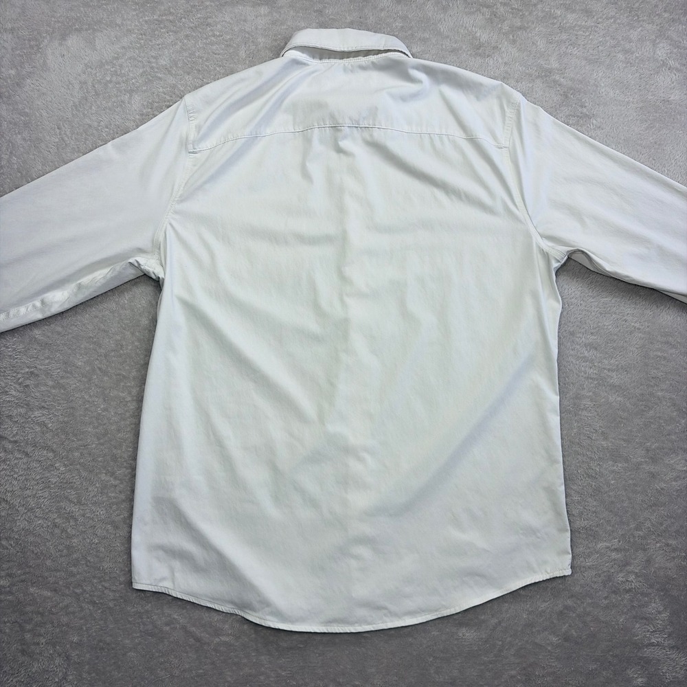 Poncho Shirt Mens Medium White Slim Fit Stretch Performance Long Sleeve Coastal - Picture 4 of 8